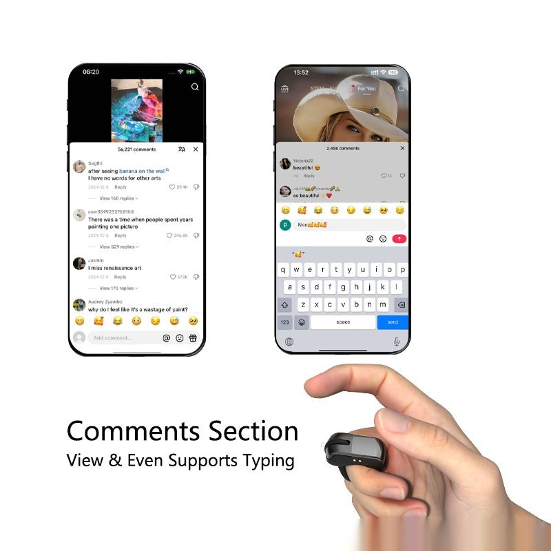 Bluetooth Electronic Ring – TikTok Remote, Scrolling & Camera Control